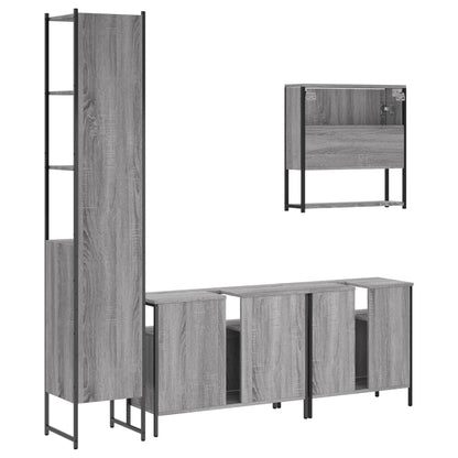 Set Mobili da Bagno 4 pz Grigio Sonoma in Legno Multistrato | homemem39