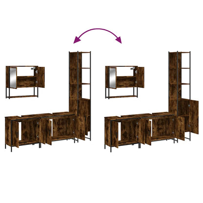 Set Mobili da Bagno 4 pz Rovere Fumo in Legno Multistrato | homemem39