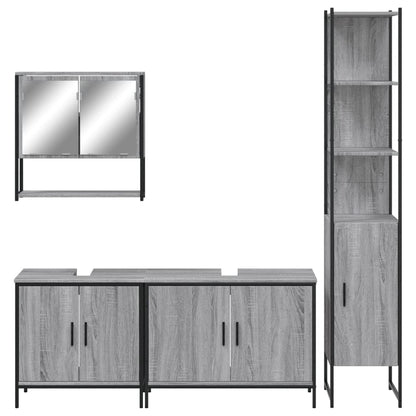 Set Mobili da Bagno 4 pz Grigio Sonoma in Legno Multistrato | homemem39