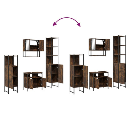 Set Mobili da Bagno 4 pz Rovere Fumo in Legno Multistrato | homemem39
