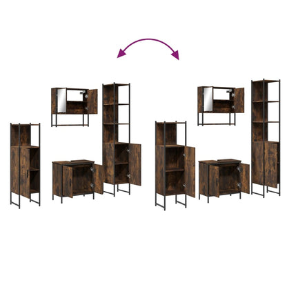 Set Mobili da Bagno 4 pz Rovere Fumo in Legno Multistrato | homemem39