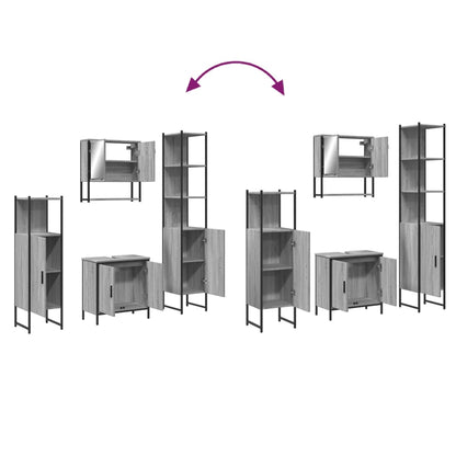 Set Mobili da Bagno 4 pz Grigio Sonoma in Legno Multistrato | homemem39