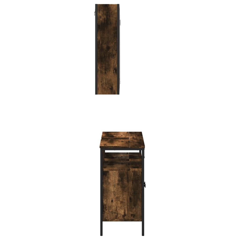 Set Mobili da Bagno 2 pz Rovere Fumo in Legno Multistrato | homemem39