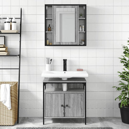 Set Mobili da Bagno 2 pz Grigio Sonoma in Legno Multistrato | homemem39