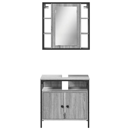 Set Mobili da Bagno 2 pz Grigio Sonoma in Legno Multistrato | homemem39