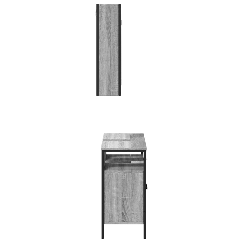 Set Mobili da Bagno 2 pz Grigio Sonoma in Legno Multistrato | homemem39