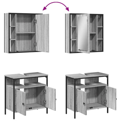 Set Mobili da Bagno 2 pz Grigio Sonoma in Legno Multistrato | homemem39