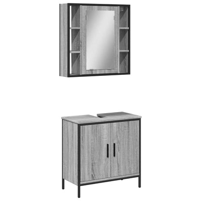 Set Mobili da Bagno 2 pz Grigio Sonoma in Legno Multistrato | homemem39