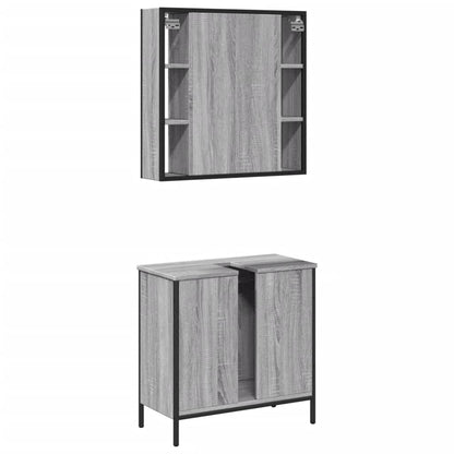 Set Mobili da Bagno 2 pz Grigio Sonoma in Legno Multistrato | homemem39