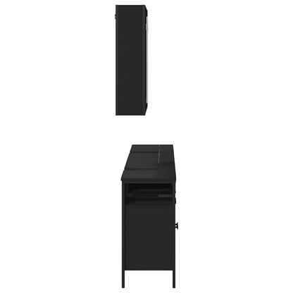Set di Mobili da Bagno 3 pz Nero in Legno Multistrato | homemem39