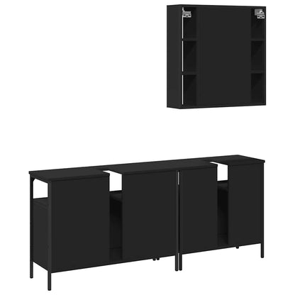 Set di Mobili da Bagno 3 pz Nero in Legno Multistrato | homemem39