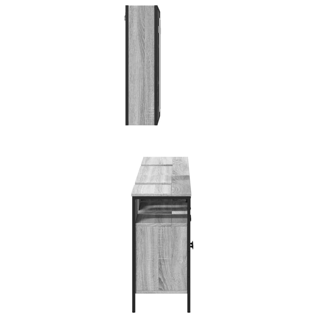 Set Mobili da Bagno 3 pz Grigio Sonoma in Legno Multistrato | homemem39