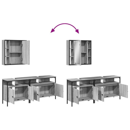 Set Mobili da Bagno 3 pz Grigio Sonoma in Legno Multistrato | homemem39