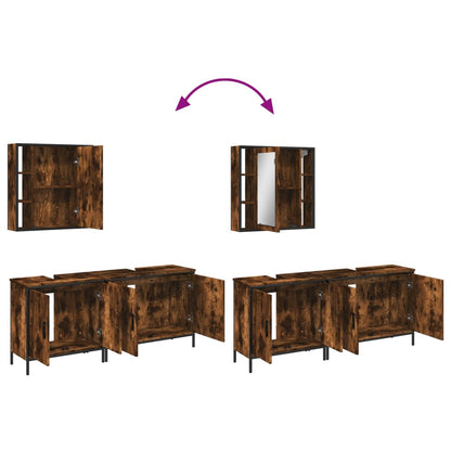 Set Mobili da Bagno 3 pz Rovere Fumo in Legno Multistrato | homemem39