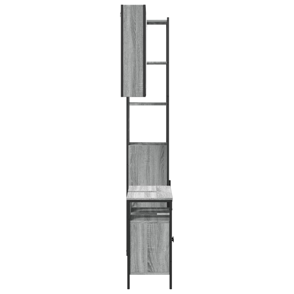 Set Mobili da Bagno 3 pz Grigio Sonoma in Legno Multistrato | homemem39
