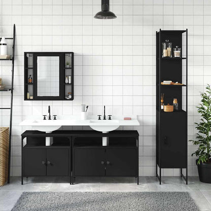 Set Mobili da Bagno 4 pz Nero in Legno Multistrato | homemem39