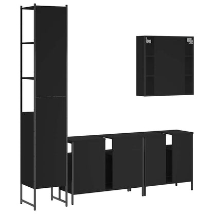 Set Mobili da Bagno 4 pz Nero in Legno Multistrato | homemem39