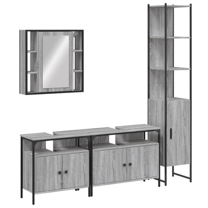 Set Mobili da Bagno 4 pz Grigio Sonoma in Legno Multistrato | homemem39