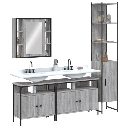 Set Mobili da Bagno 4 pz Grigio Sonoma in Legno Multistrato | homemem39