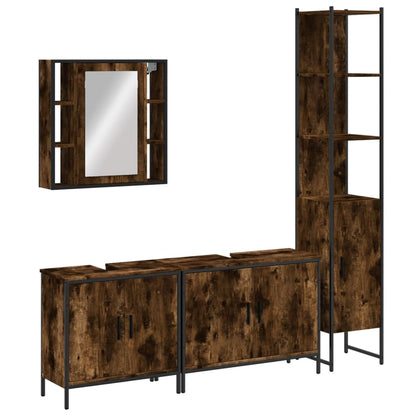 Set Mobili da Bagno 4 pz Rovere Fumo in Legno Multistrato | homemem39