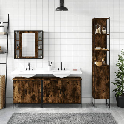 Set Mobili da Bagno 4 pz Rovere Fumo in Legno Multistrato | homemem39