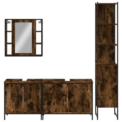 Set Mobili da Bagno 4 pz Rovere Fumo in Legno Multistrato | homemem39