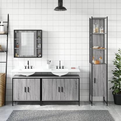 Set Mobili da Bagno 4 pz Grigio Sonoma in Legno Multistrato | homemem39