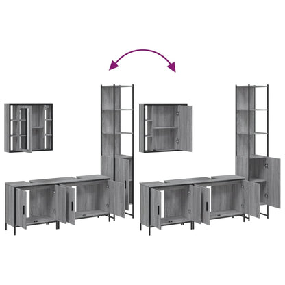 Set Mobili da Bagno 4 pz Grigio Sonoma in Legno Multistrato | homemem39