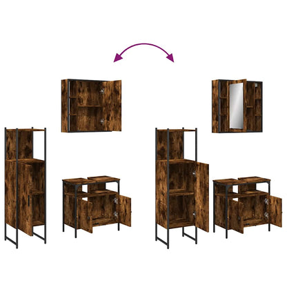 Set Mobili da Bagno 3 pz Rovere Fumo in Legno Multistrato | homemem39