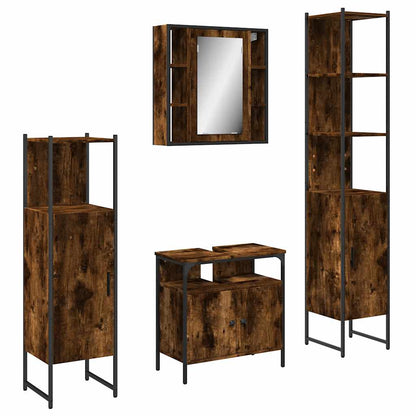 Set Mobili da Bagno 4 pz Rovere Fumo in Legno Multistrato | homemem39
