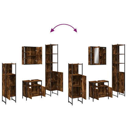 Set Mobili da Bagno 4 pz Rovere Fumo in Legno Multistrato | homemem39