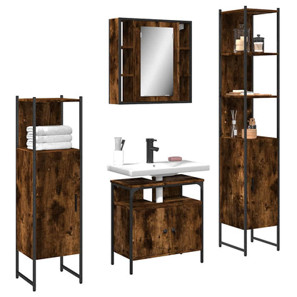 Set Mobili da Bagno 4 pz Rovere Fumo in Legno Multistrato | homemem39