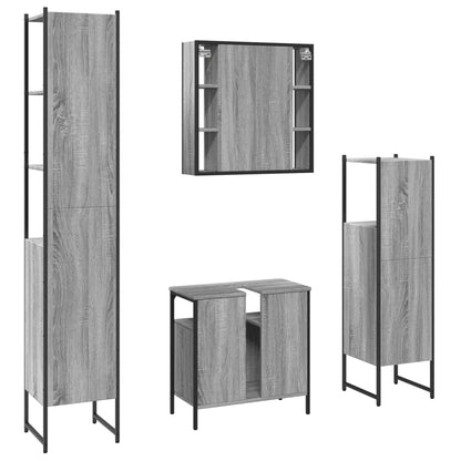 Set Mobili da Bagno 4 pz Grigio Sonoma in Legno Multistrato | homemem39