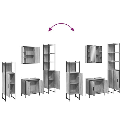 Set Mobili da Bagno 4 pz Grigio Sonoma in Legno Multistrato
