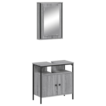 Set Mobili da Bagno 2 pz Grigio Sonoma in Legno Multistrato | homemem39