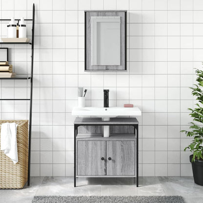 Set Mobili da Bagno 2 pz Grigio Sonoma in Legno Multistrato | homemem39