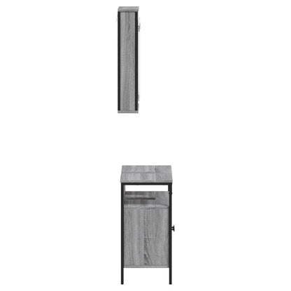 Set Mobili da Bagno 2 pz Grigio Sonoma in Legno Multistrato | homemem39