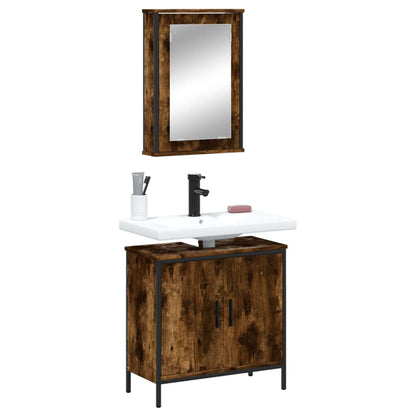 Set Mobili da Bagno 2 pz Rovere Fumo in Legno Multistrato | homemem39