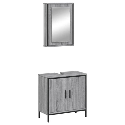 Set Mobili da Bagno 2 pz Grigio Sonoma in Legno Multistrato | homemem39