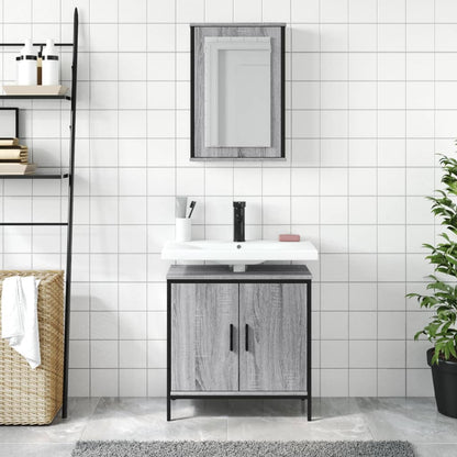 Set Mobili da Bagno 2 pz Grigio Sonoma in Legno Multistrato | homemem39