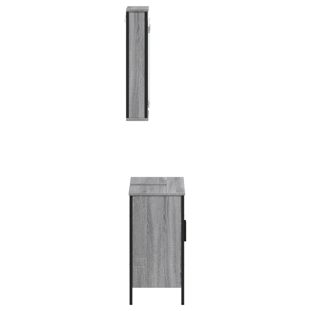 Set Mobili da Bagno 2 pz Grigio Sonoma in Legno Multistrato | homemem39