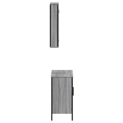 Set Mobili da Bagno 2 pz Grigio Sonoma in Legno Multistrato | homemem39