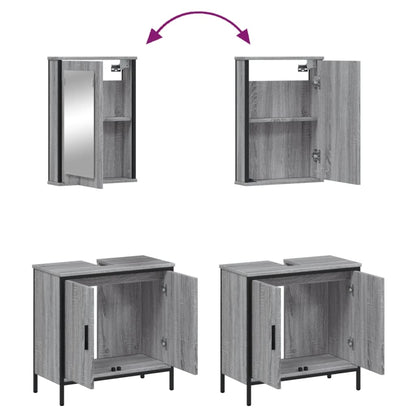 Set Mobili da Bagno 2 pz Grigio Sonoma in Legno Multistrato | homemem39