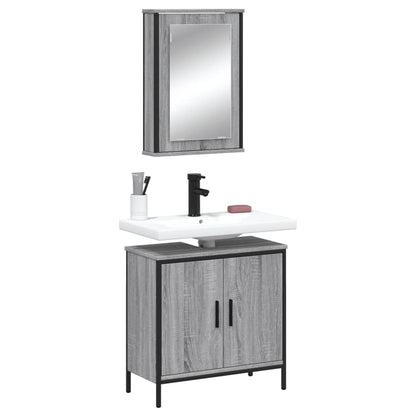 Set Mobili da Bagno 2 pz Grigio Sonoma in Legno Multistrato | homemem39