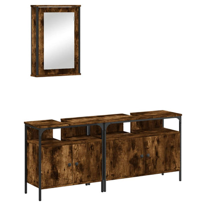 Set Mobili da Bagno 3 pz Rovere Fumo in Legno Multistrato | homemem39