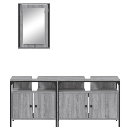 Set Mobili da Bagno 3 pz Grigio Sonoma in Legno Multistrato | homemem39
