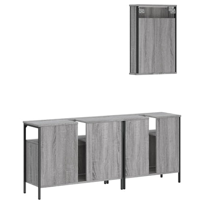 Set Mobili da Bagno 3 pz Grigio Sonoma in Legno Multistrato | homemem39