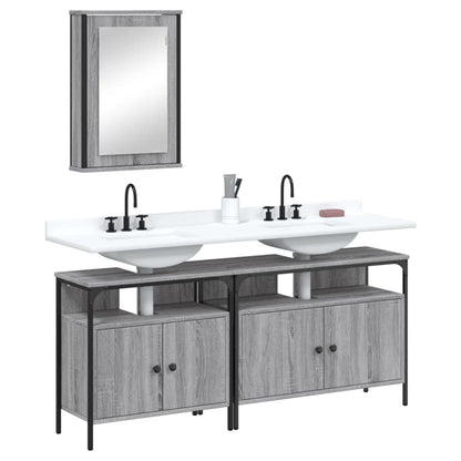 Set Mobili da Bagno 3 pz Grigio Sonoma in Legno Multistrato | homemem39