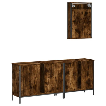 Set Mobili da Bagno 3 pz Rovere Fumo in Legno Multistrato | homemem39