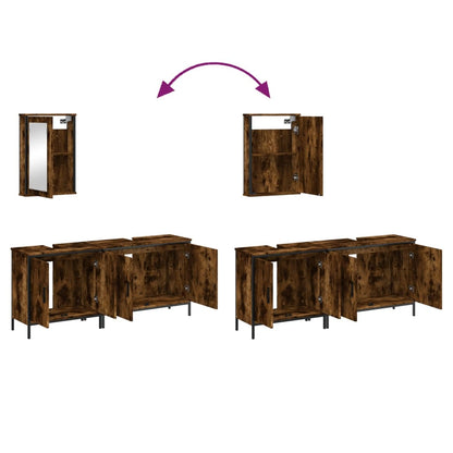 Set Mobili da Bagno 3 pz Rovere Fumo in Legno Multistrato | homemem39